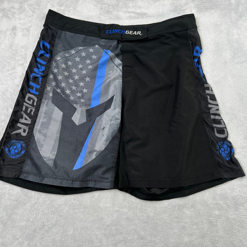Clinch Gear Tactical MMA Shorts Size 42 Black Spartan‎ Flag Grappling Mens Gym